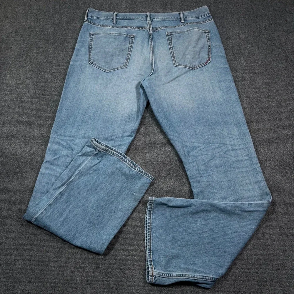 Banana Republic Boot Cut Jeans Mens 38x36 Light Wash Denim Blue Whisker Cowboy
